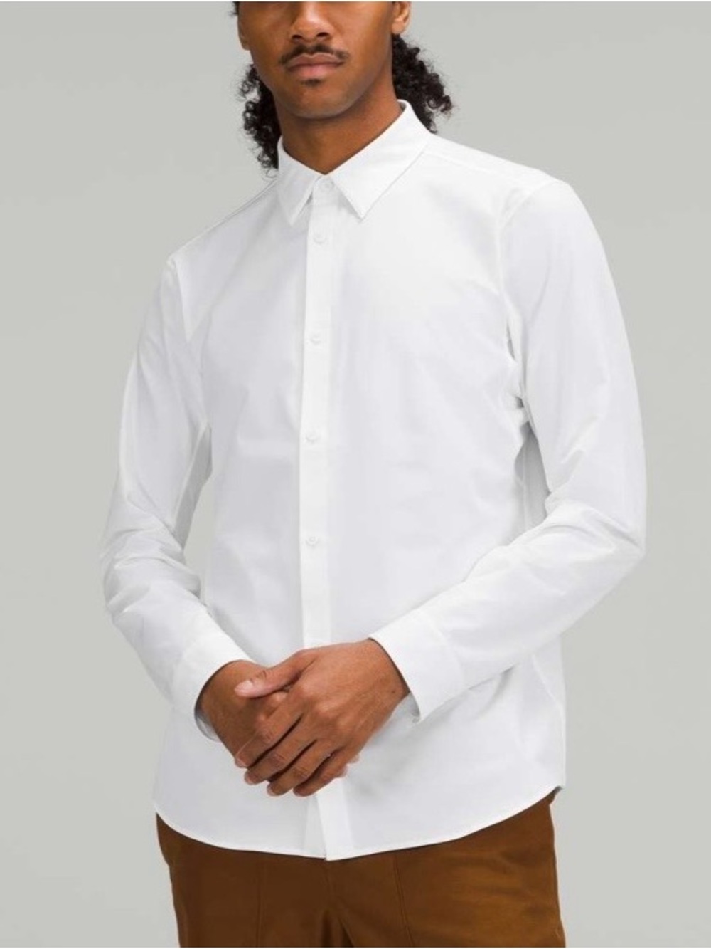 Lululemon Men’s 2XL New Venture Long Sleeve Button Up Shirt White Stretch Casual